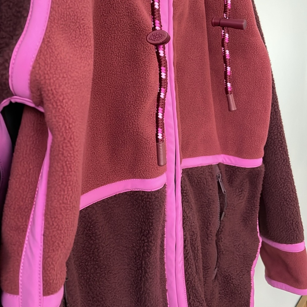 Free People Two-Tone Berry & Pink Hooded Fleece Jacket - Picture 6 of 9